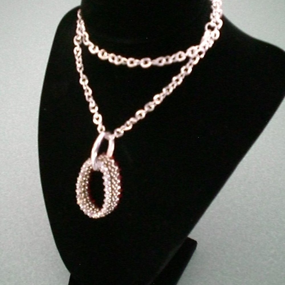 Crystal Oval Pendant Necklace